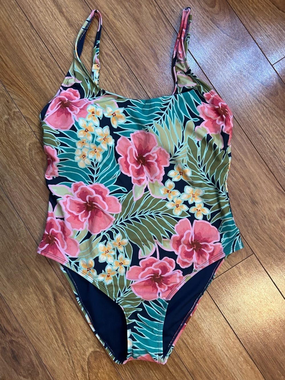 Women’s Hurley Floral One-Piece Swimsuit - Pink, Green, Yellow Size XL